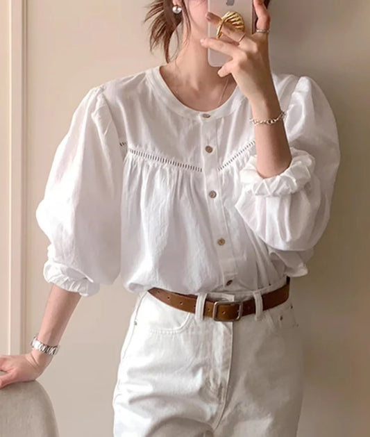 Ribbon Placket Blouse