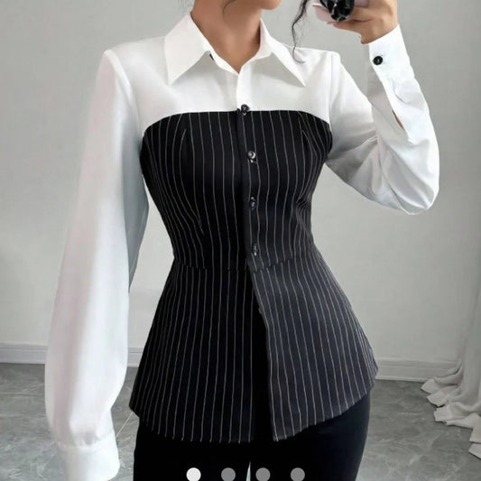 Patchwork Placket Blouse