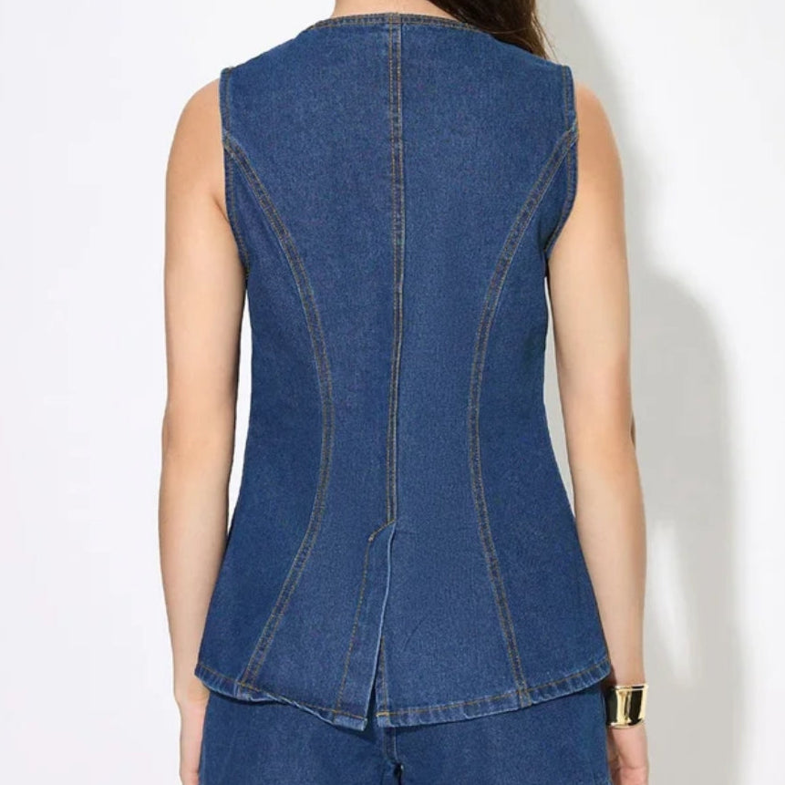 Buttoned Denim Waistcoat