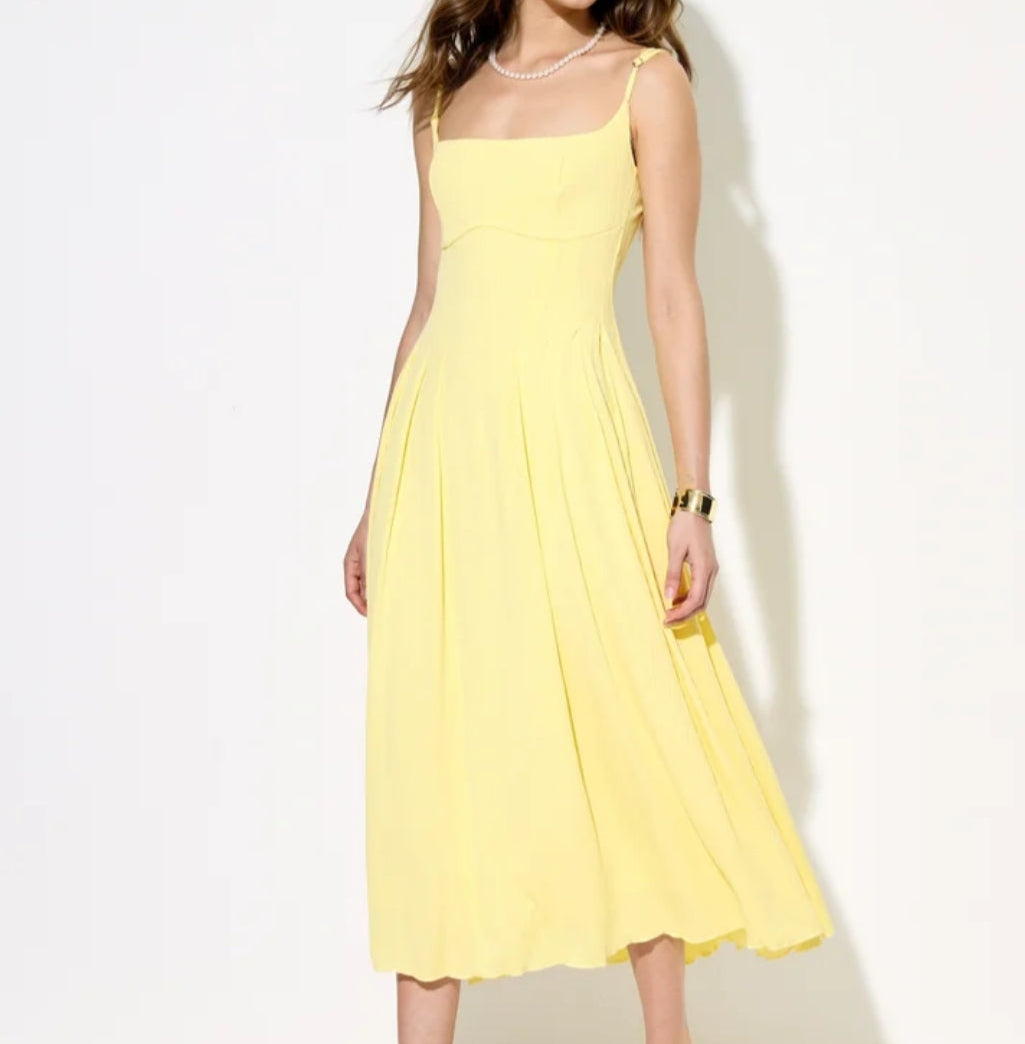 Summer Side Pleated Textured Midi Dress
