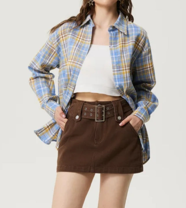 Colour Block Placket Blouse