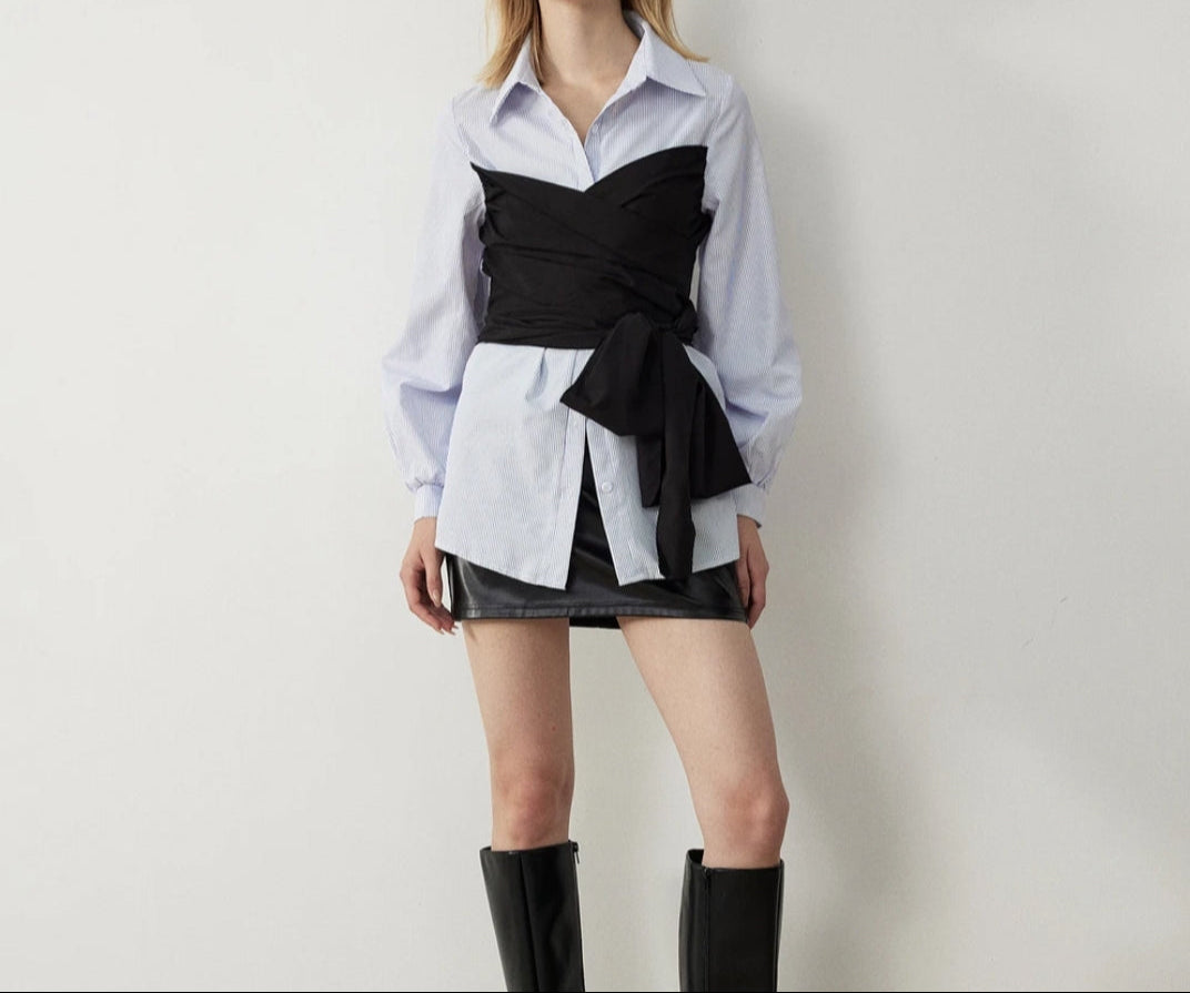 Patchwork Placket Blouse