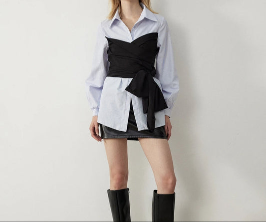 Patchwork Placket Blouse