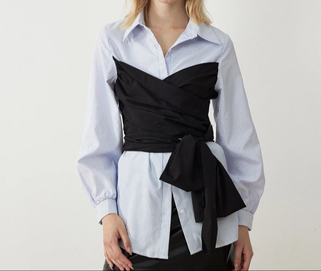 Patchwork Placket Blouse