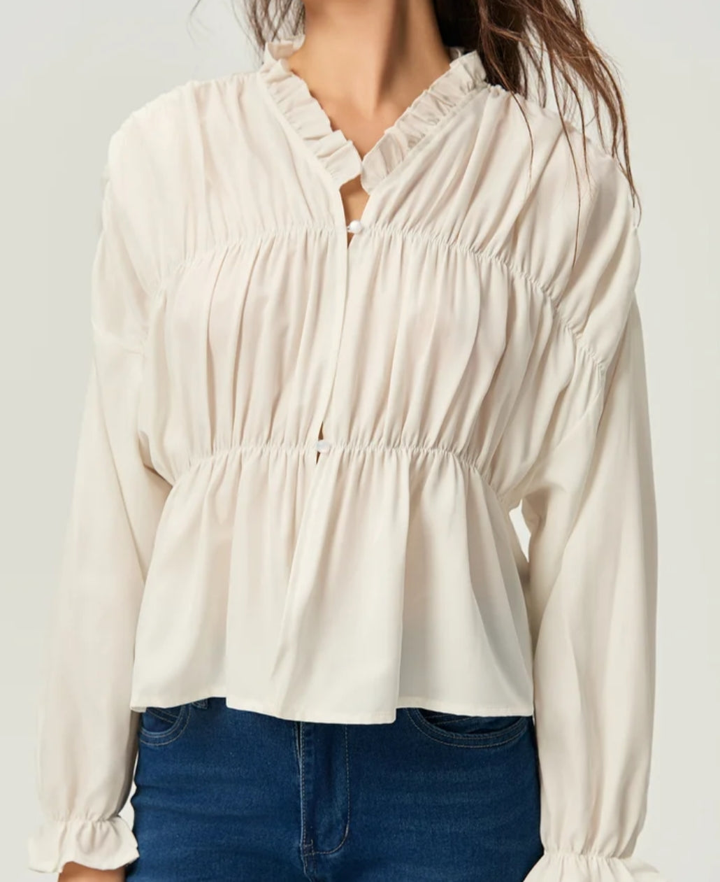 Ruffle Placket Blouse