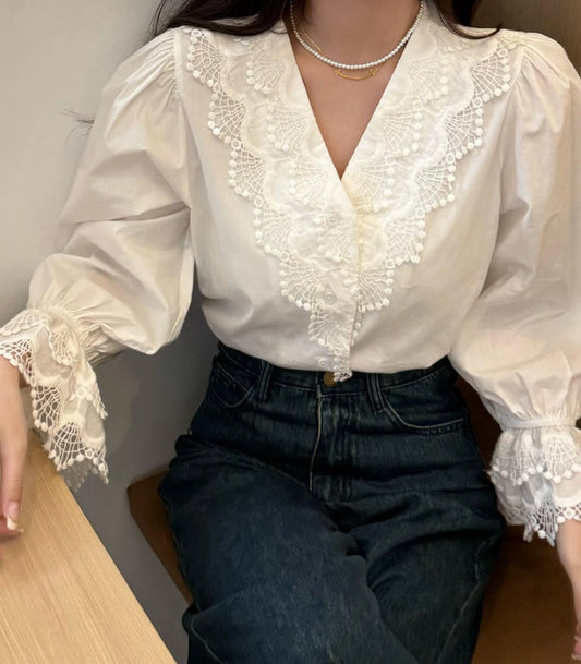 Ruffle Placket Blouse