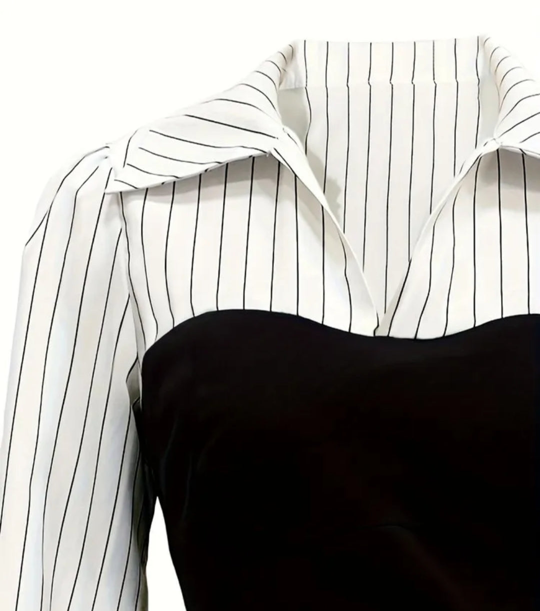 Fake Two-piece Contrast Waist Blouse