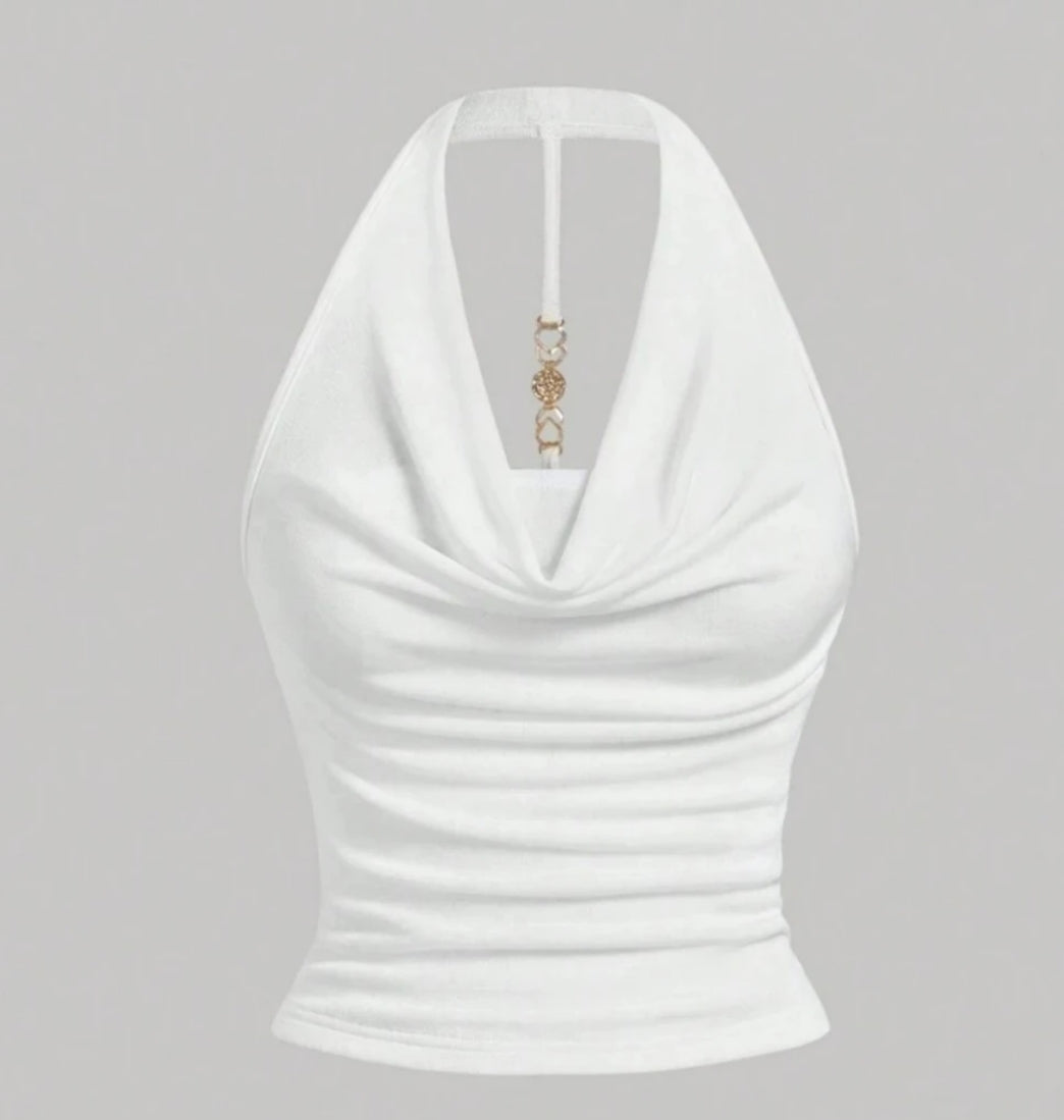 Diamonte Decor Draped Halter