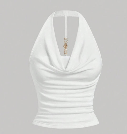 Diamonte Decor Draped Halter