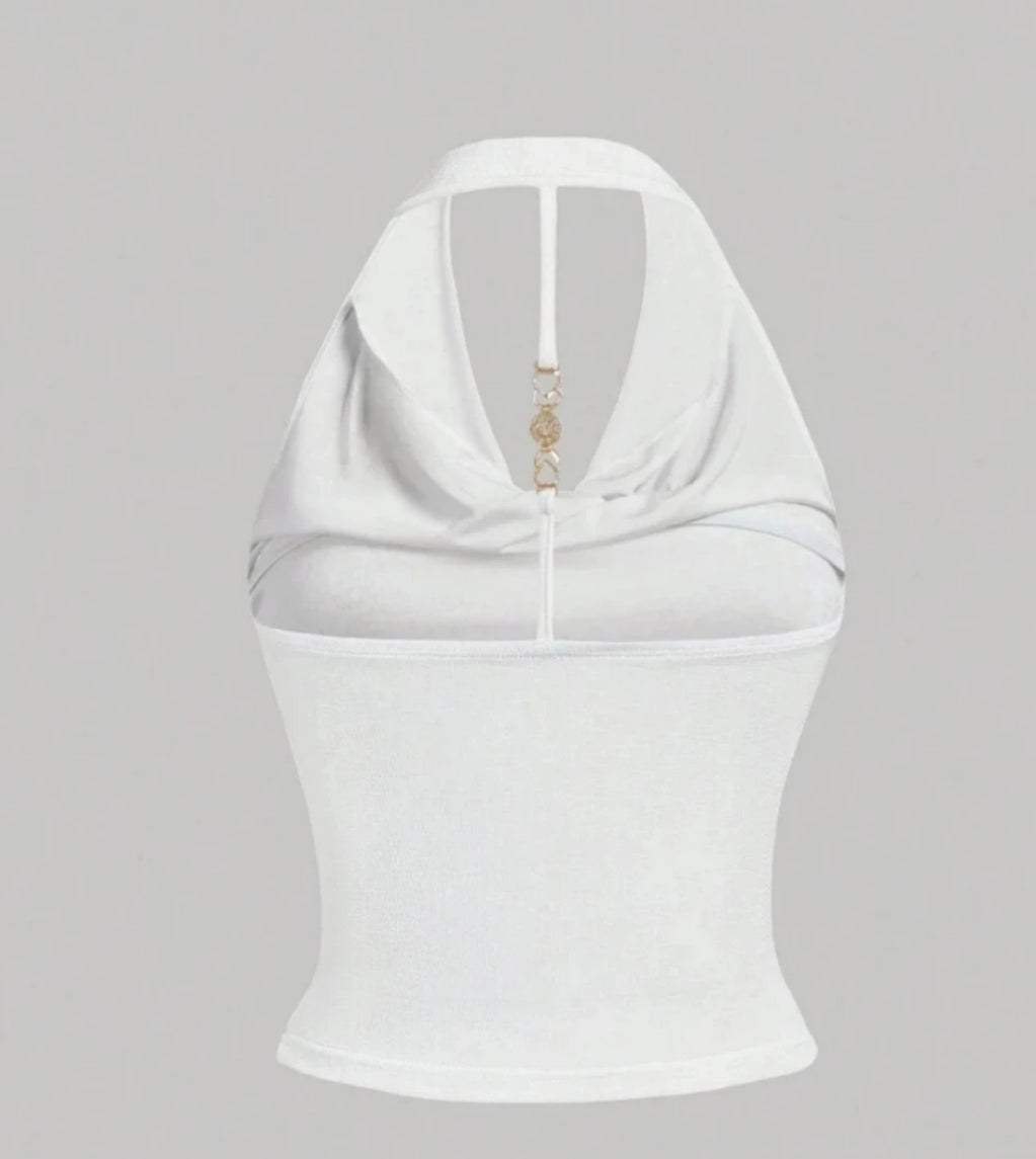 Diamonte Decor Draped Halter