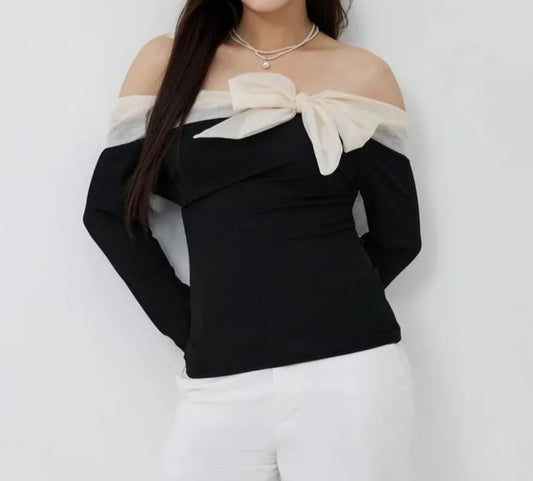 Off-shoulder Patchwork Top