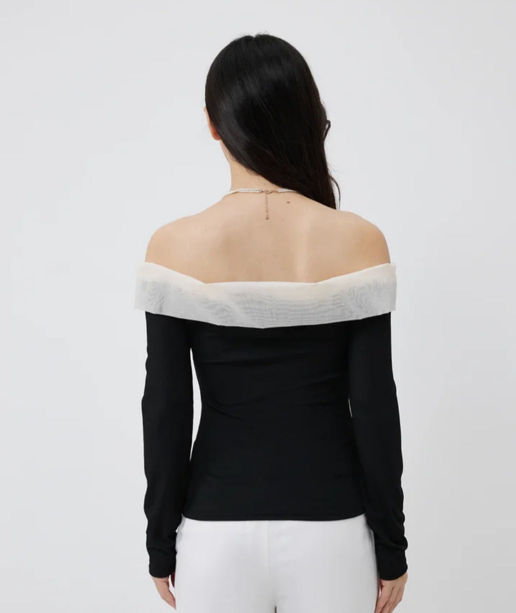 Off-shoulder Patchwork Top