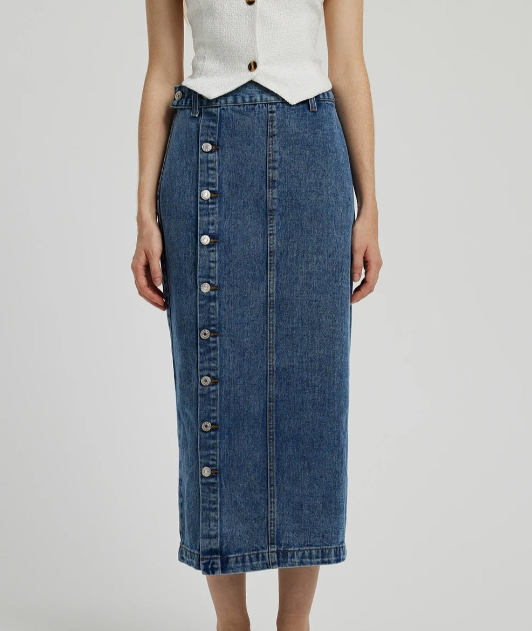 Side button Denim Skirt