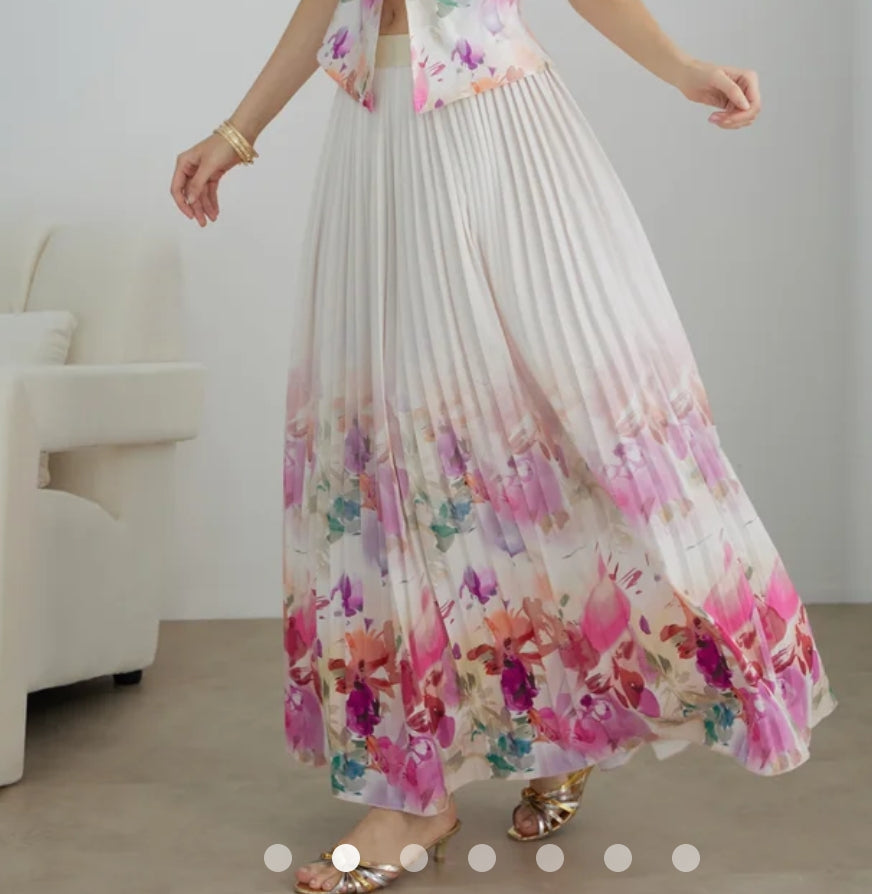 Printed Plitted Skirt