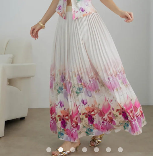 Printed Plitted Skirt