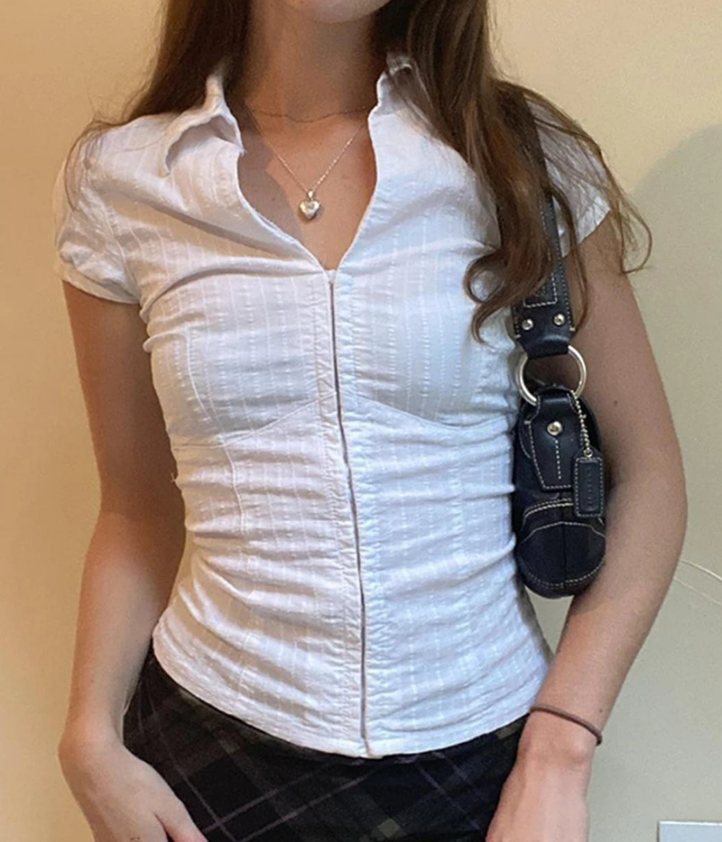 Hook Button Placket Blouse