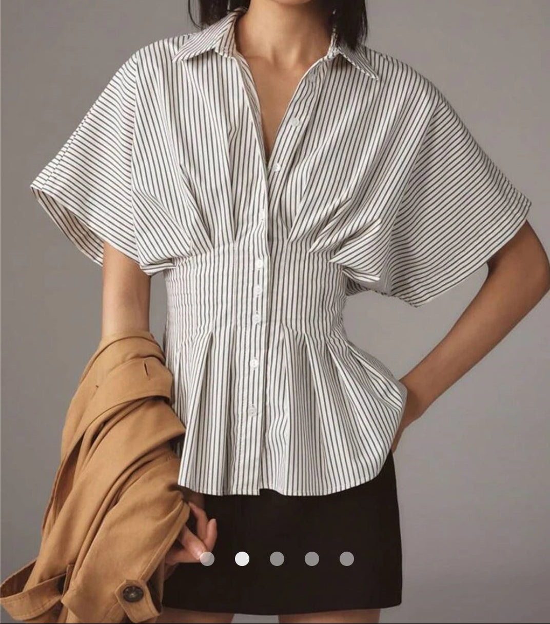 Waist Pleated Lace Blouse