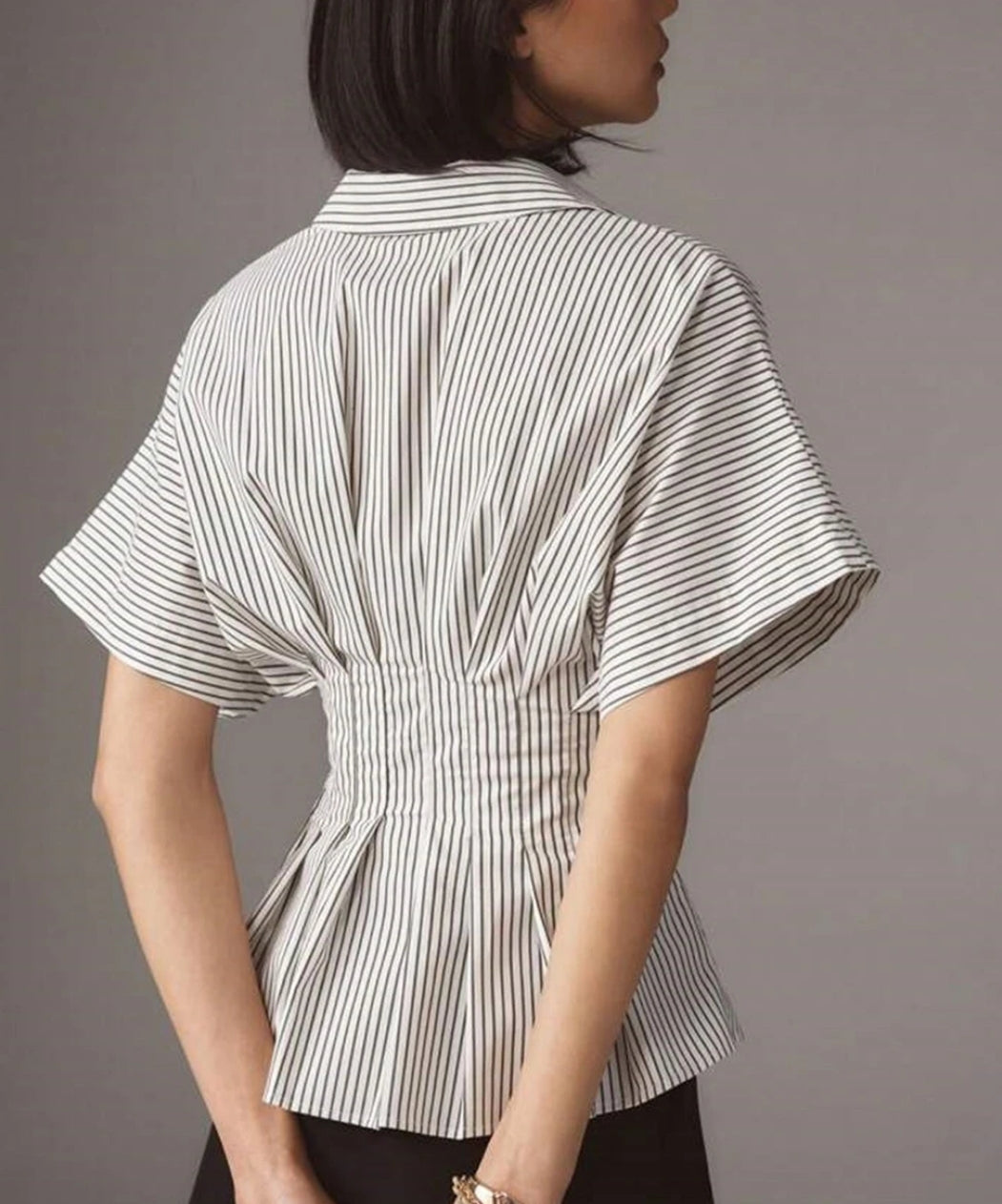 Waist Pleated Lace Blouse