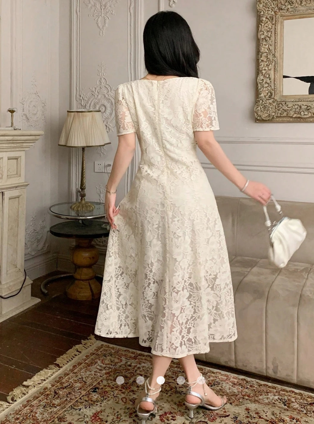 Lace-trimmed A-Line Dress