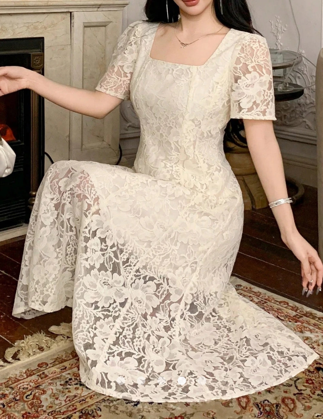 Lace-trimmed A-Line Dress