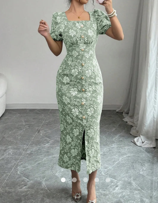 Buttoned Bodycon Dress