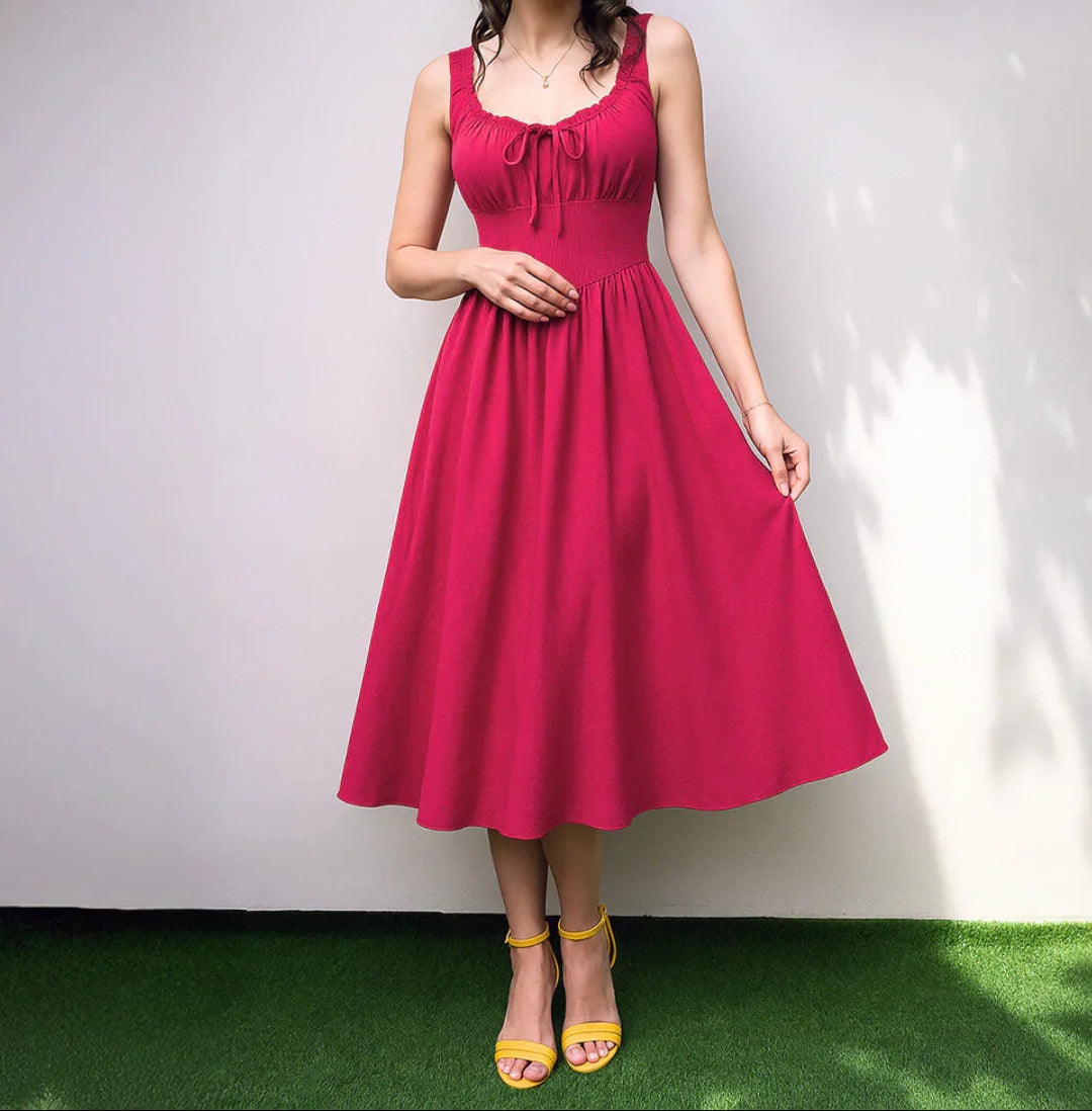 Solid Ruched Bust Dress