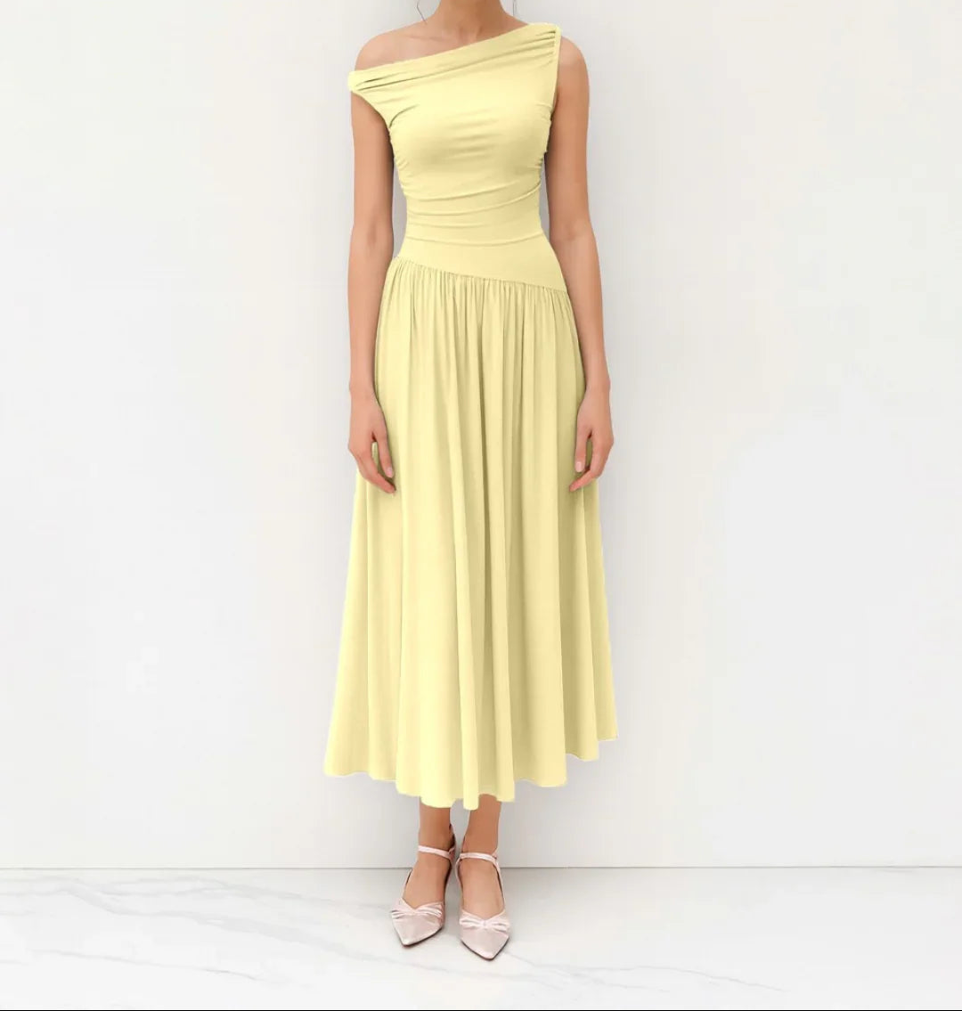 Vanilla Off-Shoulder Fit & Flare Dress