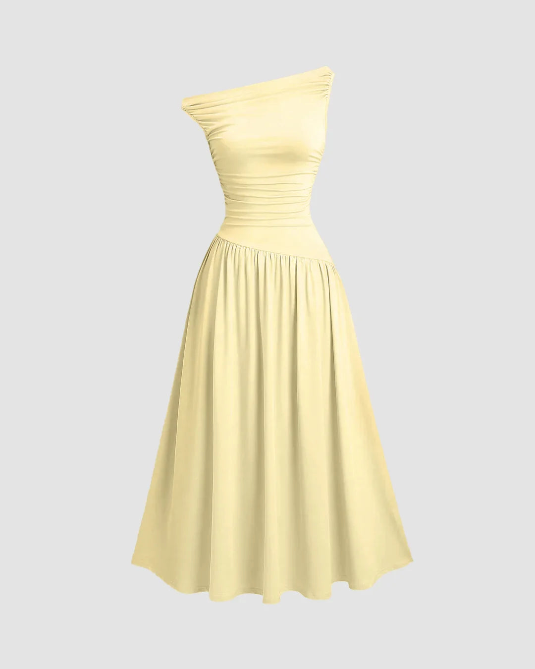 Vanilla Off-Shoulder Fit & Flare Dress – Genki