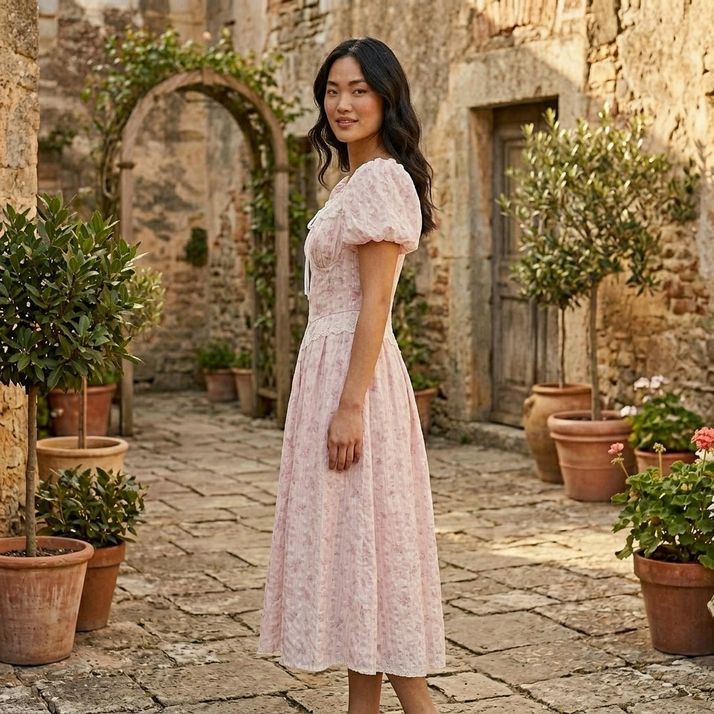 Lace Trimmed Midi Dress