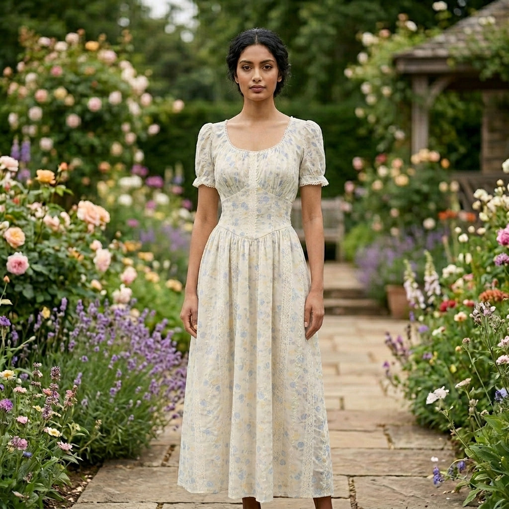 Lace Trimmed Midi Dress