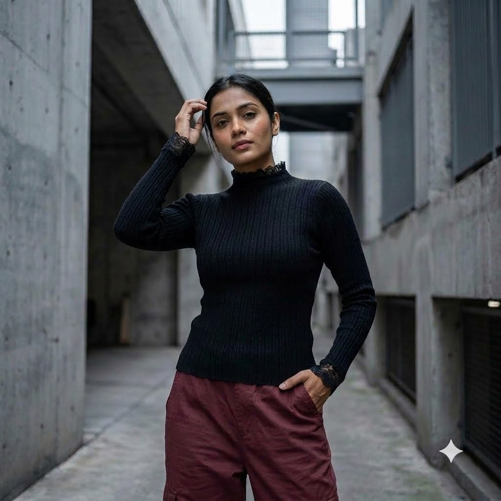 Lace trim Knitted Top