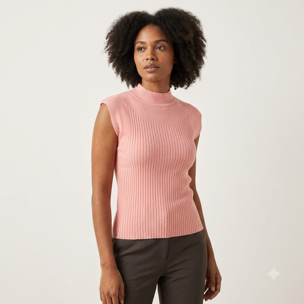 Mock Neck Cap Sleeve Top