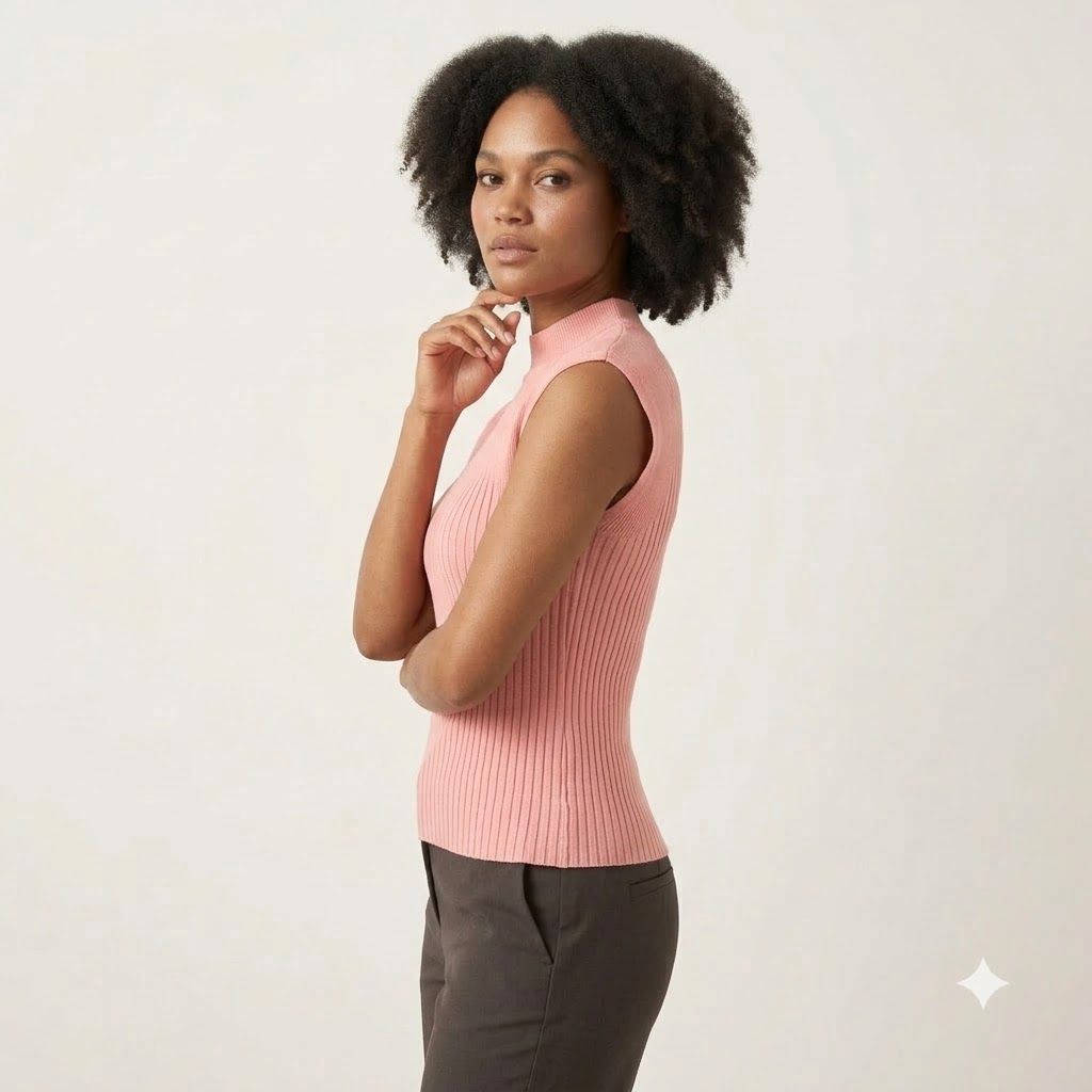 Mock Neck Cap Sleeve Top