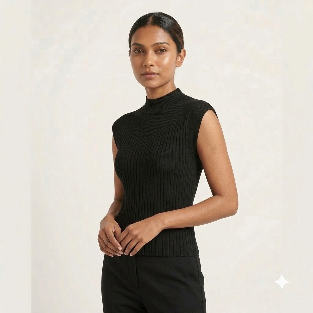 Mock Neck Cap Sleeve Top