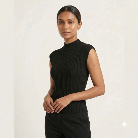 Mock Neck Cap Sleeve Top