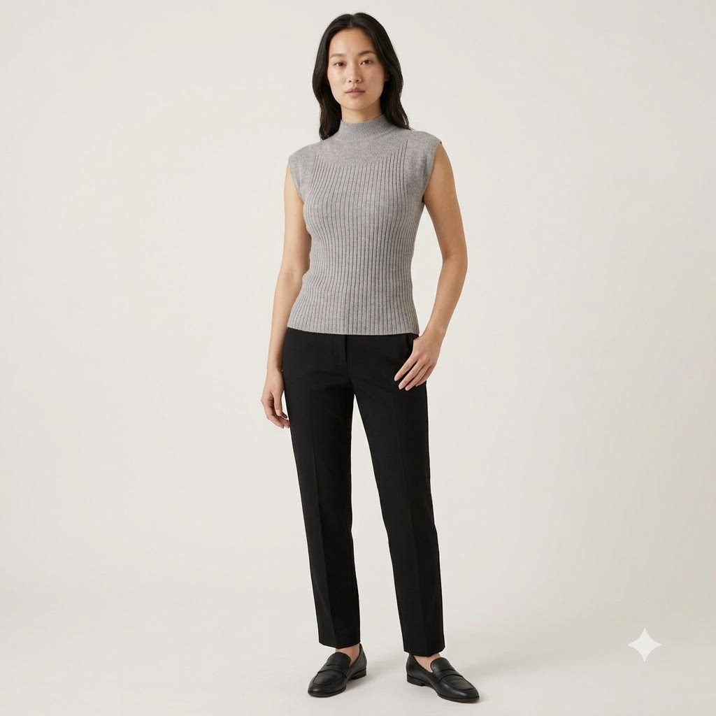 Mock Neck Cap Sleeve Top