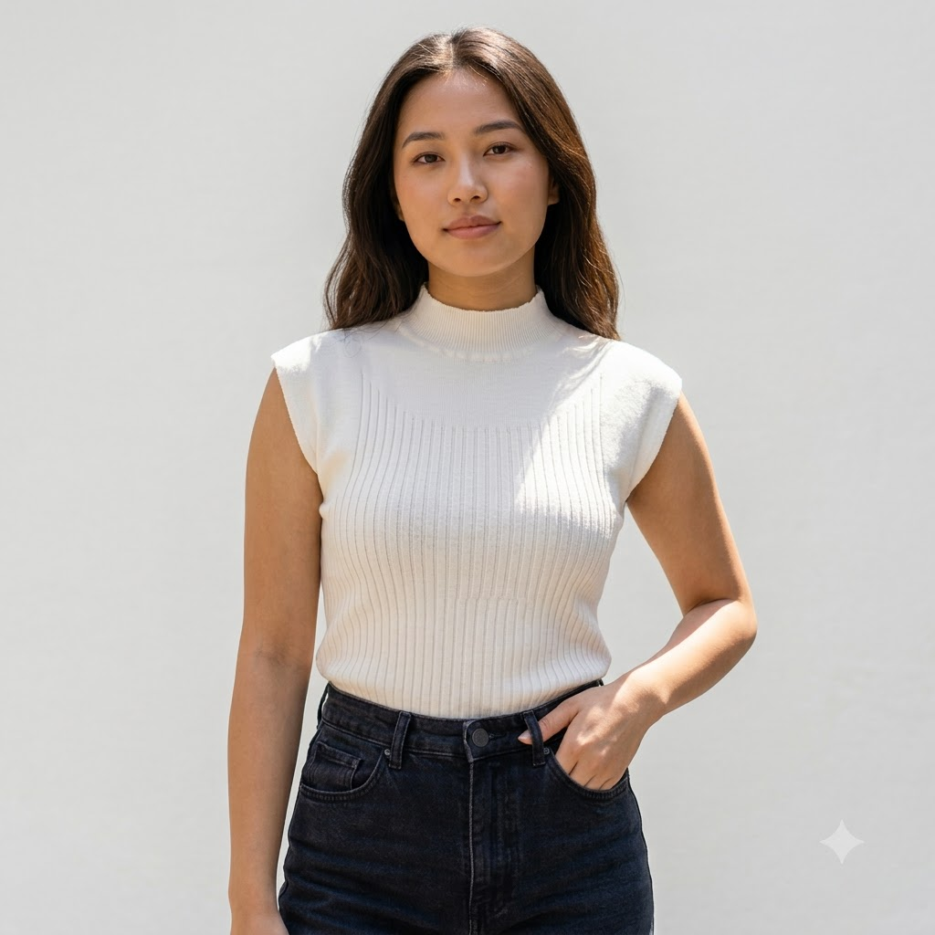 Mock Neck Cap Sleeve Top