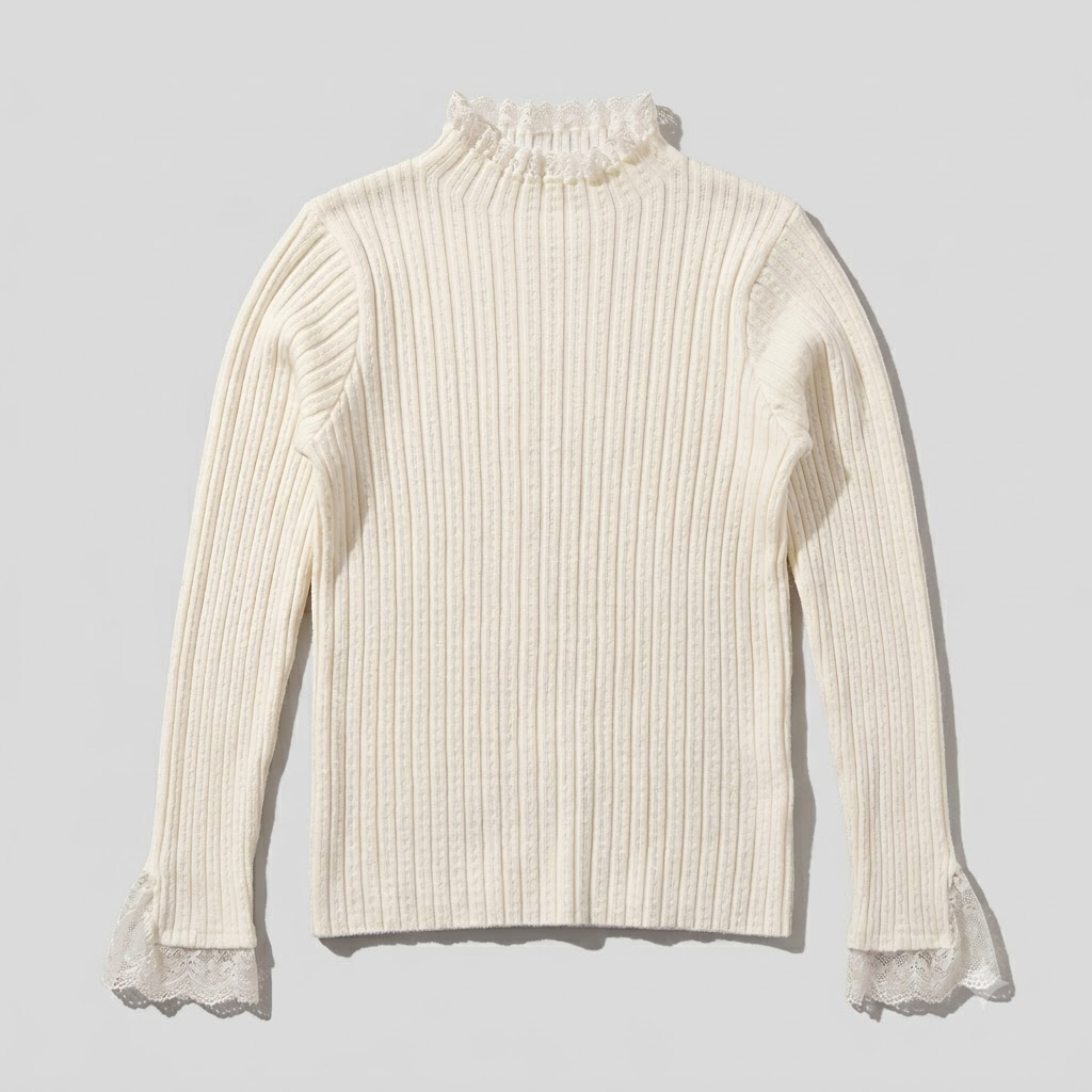 Lace Trim Knitted Top