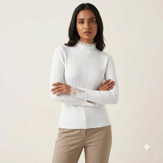 Lace Trim Knitted Top