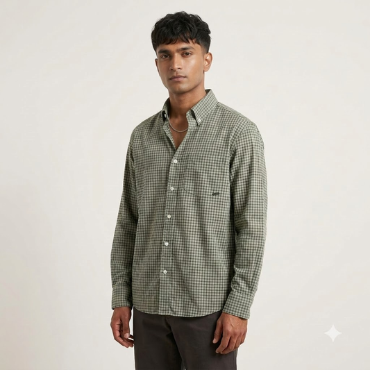 Micro-checks Cotton Shirt