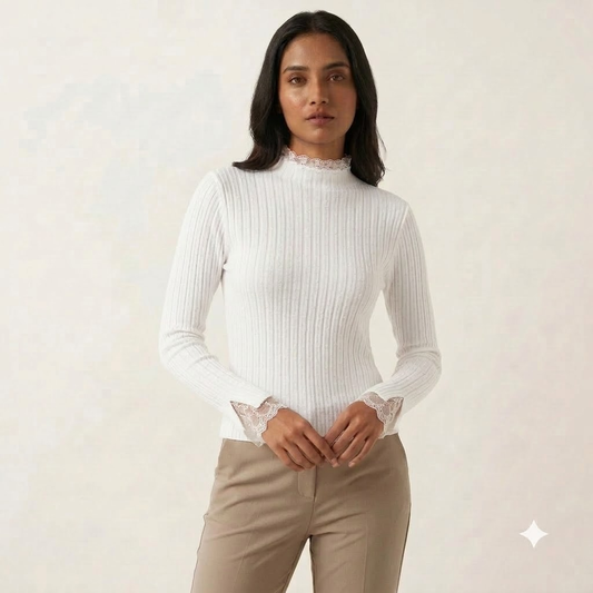Lace Trim Knitted Top