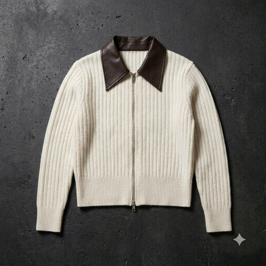 Leather Collar Double Zipper