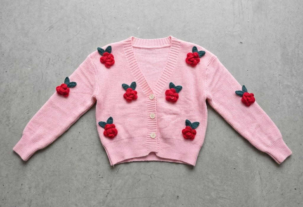 3D Floral Knit Cardigan