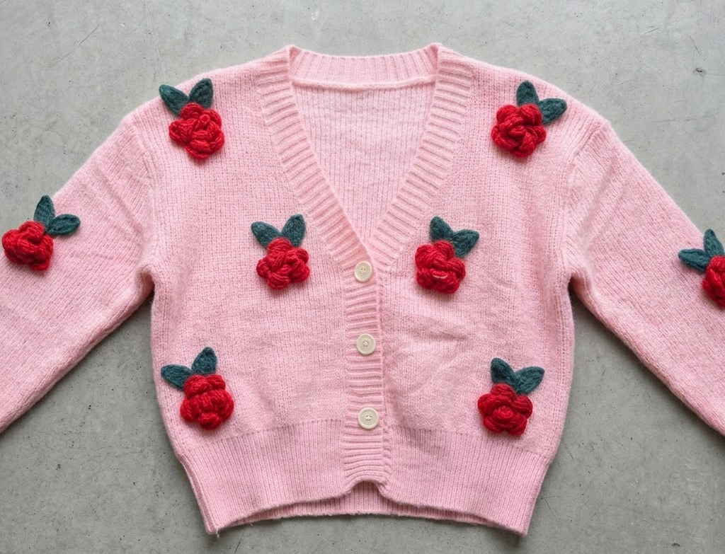 3D Floral Knit Cardigan