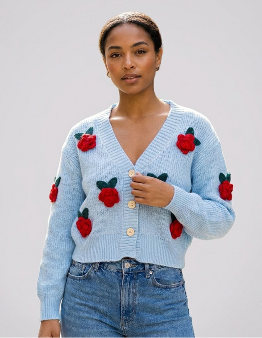 3D Floral Knit Cardigan