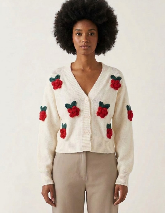 3D Floral Knit Cardigan