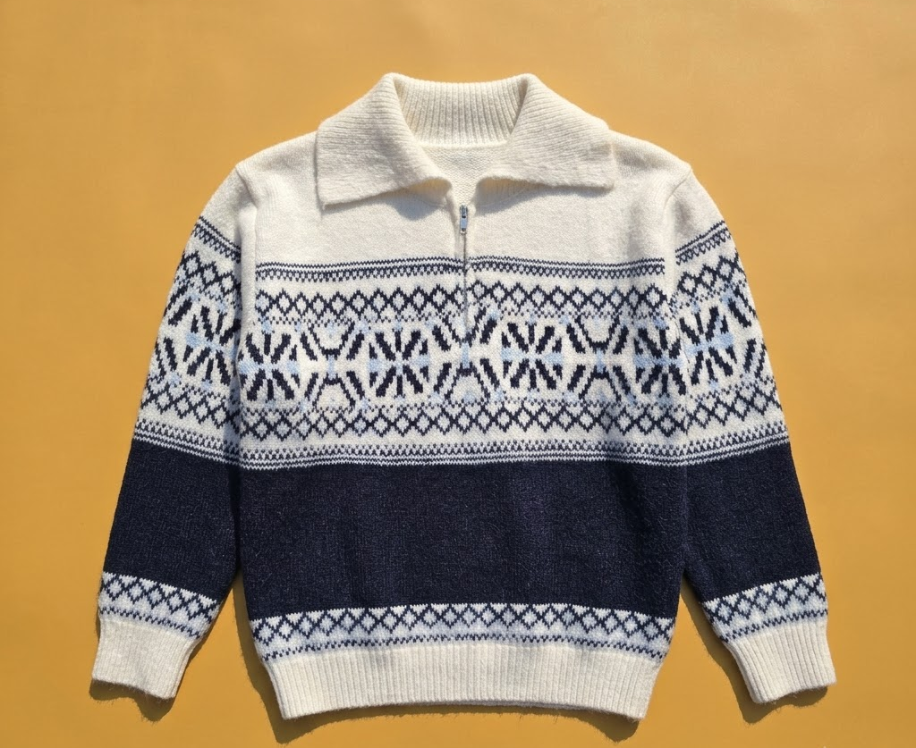 Nordic Print Half Zipper