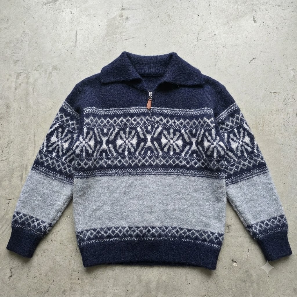 Nordic Print Half Zipper