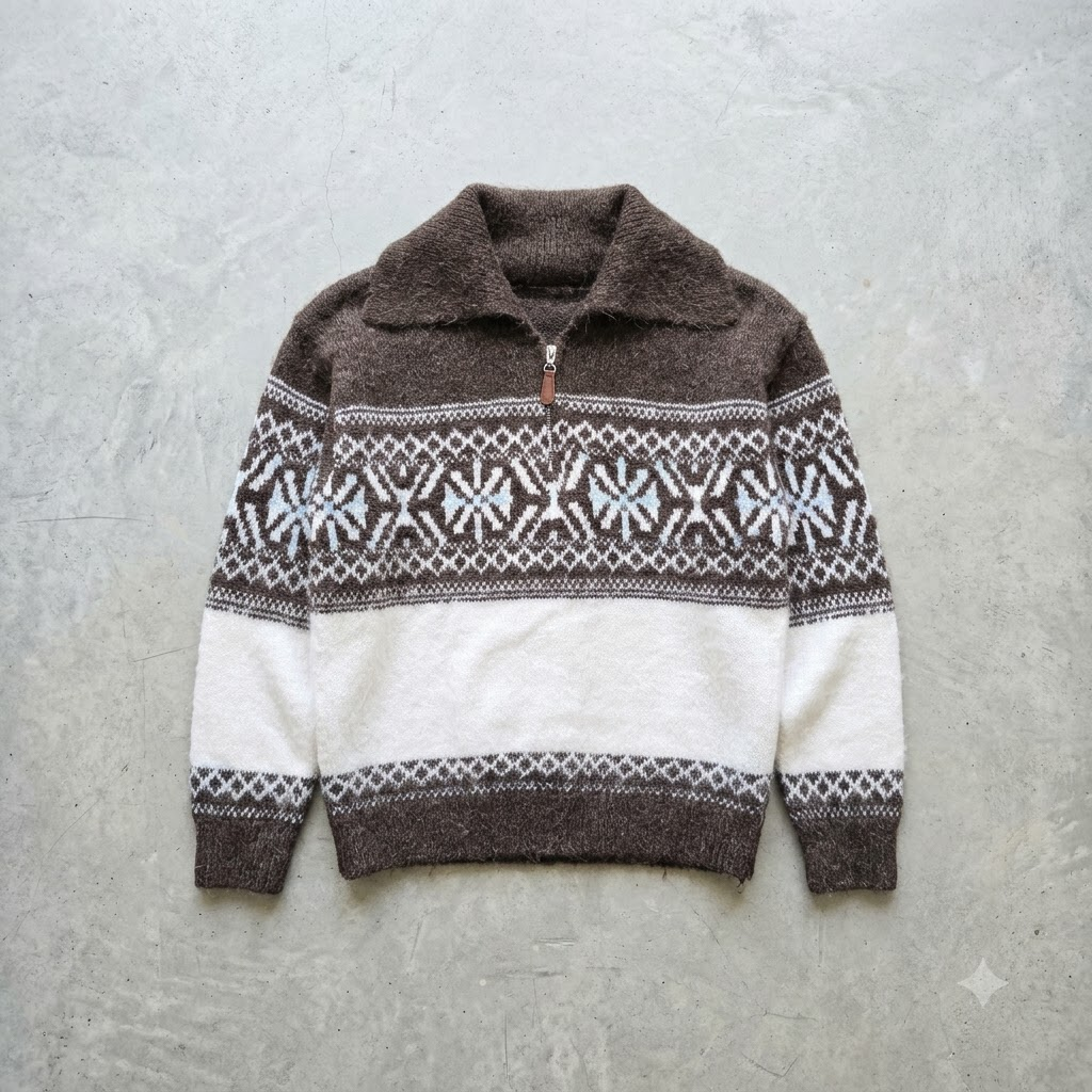 Nordic Print Half Zipper
