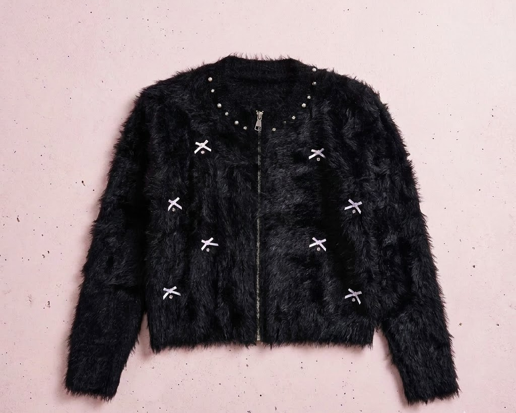 Faux Fur Bow Zipper